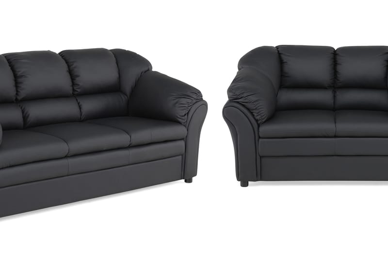 Sofagruppe Salvador 3-seter+2-seter Kunstlær - Svart - Møbler - Sofaer - Sofagrupper