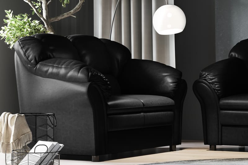 Sofagruppe Salvador 3-seter+2-seter Kunstlær - Svart - Møbler - Sofaer - Sofagrupper