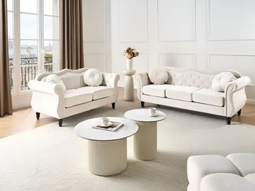Sofagruppe Skien - Lys beige - Møbler - Sofaer - Sofagrupper - Chesterfield sofagruppe