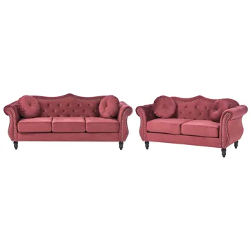 Sofagruppe Skien - Mørkerød - Møbler - Sofaer - Sofagrupper - Chesterfield sofagruppe