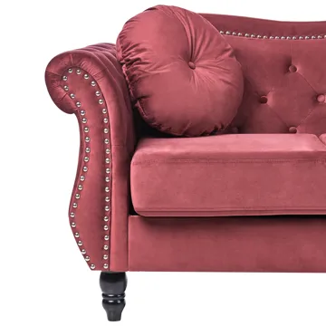 Sofagruppe Skien - Mørkerød - Møbler - Sofaer - Sofagrupper - Chesterfield sofagruppe