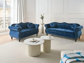 Sofagruppe Skien - Marineblå - Møbler - Sofaer - Sofagrupper - Chesterfield sofagruppe