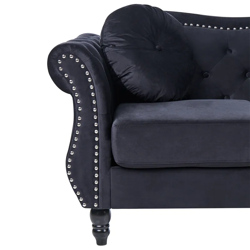 Sofagruppe Skien - Svart - Møbler - Sofaer - Sofagrupper - Chesterfield sofagruppe
