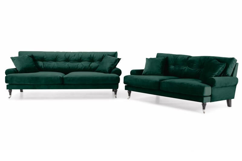 Sofagruppe Webber 3-seter+2-seter Fløyel - Mørkgrønn|Krom - Howard sofagruppe - Sofagrupper