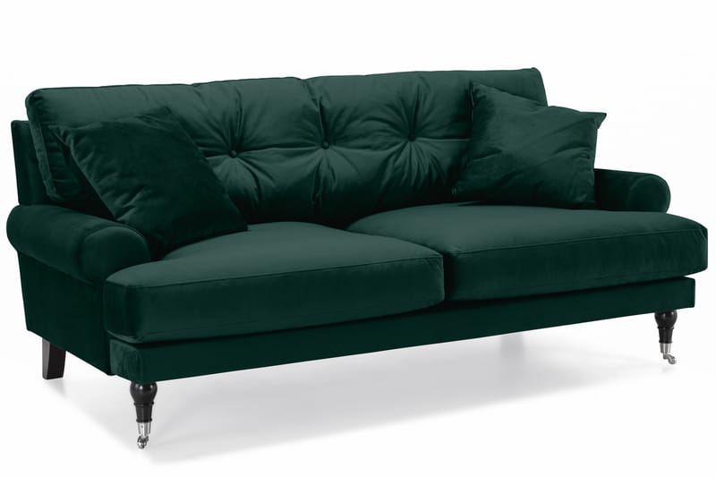 Sofagruppe Webber 3-seter+Lenestol+Fotskammel Fløyel - Mørkgrønn|Krom - Howard sofagruppe - Sofagrupper