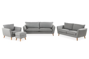 Trend Sofagruppe 3-seter + 2-seter Sofa + Lenestol + Fotskammel i Stoff