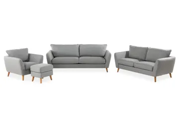 Trend Sofagruppe 3-seter + 2-seter Sofa + Lenestol + Fotskammel i Stoff