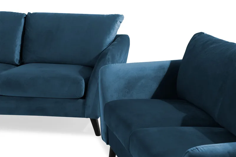 Trend Sofagruppe 3-seters + 2-seters Fløyelssofa - Blå - Møbler - Sofaer - Sofagrupper