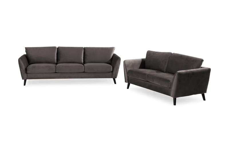 Trend Sofagruppe 3-seters + 2-seters Fløyelssofa - Mørk grå - Møbler - Sofaer - Sofagrupper