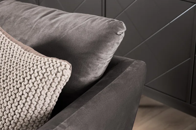 Trend Sofagruppe 3-seters + 2-seters Fløyelssofa - Mørk grå - Møbler - Sofaer - Sofagrupper