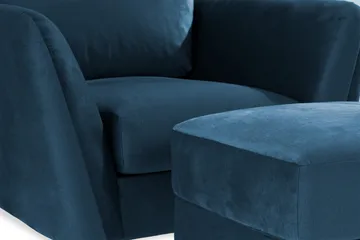 Trend Sofagruppe 3-seters + 2-seters Sofa + Lenestol + Fotskammel i Fløyel - Blå - Møbler - Sofaer - Sofagrupper