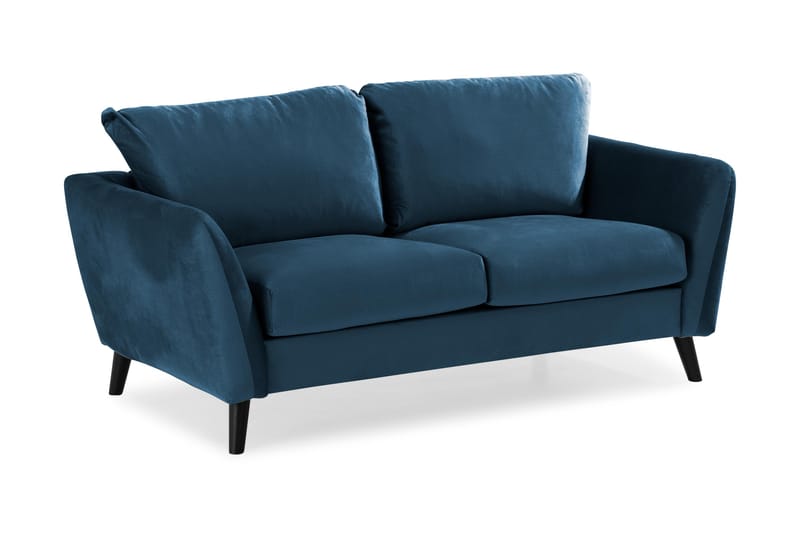 Trend Sofagruppe 3-seters + 2-seters Sofa + Lenestol + Fotskammel i Fløyel - Blå - Møbler - Sofaer - Sofagrupper