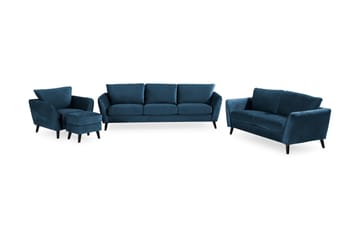 Trend Sofagruppe 3-seters + 2-seters Sofa + Lenestol + Fotskammel i Fløyel