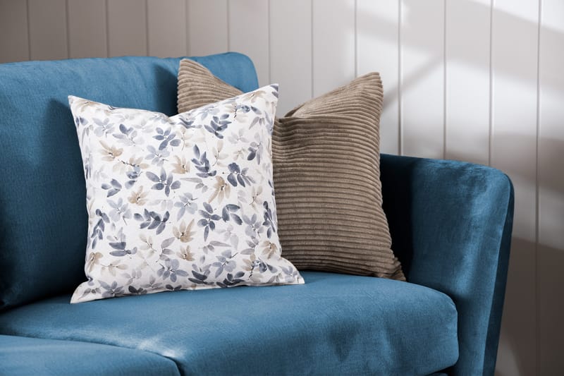 Trend Sofagruppe 3-seters + 2-seters Sofa + Lenestol + Fotskammel i Fløyel - Blå - Møbler - Sofaer - Sofagrupper