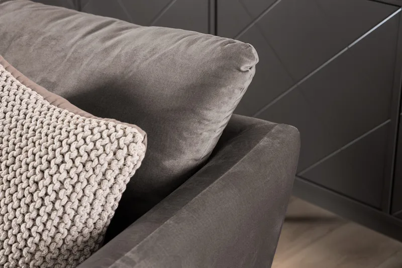 Trend Sofagruppe 3-seters + 2-seters Sofa + Lenestol + Fotskammel i Fløyel - Brun - Møbler - Sofaer - Sofagrupper