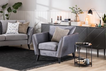 Trend Sofagruppe 3-seters + 2-seters Sofa + Lenestol + Fotskammel i Fløyel - Lys grå - Møbler - Sofaer - Sofagrupper