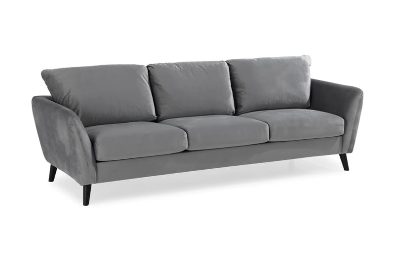 Trend Sofagruppe 3-seters + 2-seters Sofa + Lenestol + Fotskammel i Fløyel - Lys grå - Møbler - Sofaer - Sofagrupper