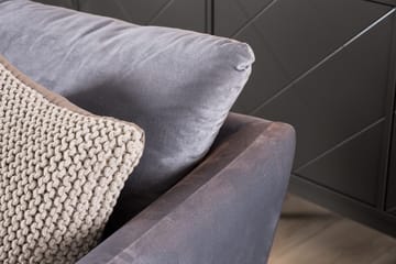 Trend Sofagruppe 3-seters + 2-seters Sofa + Lenestol + Fotskammel i Fløyel - Lys grå - Møbler - Sofaer - Sofagrupper