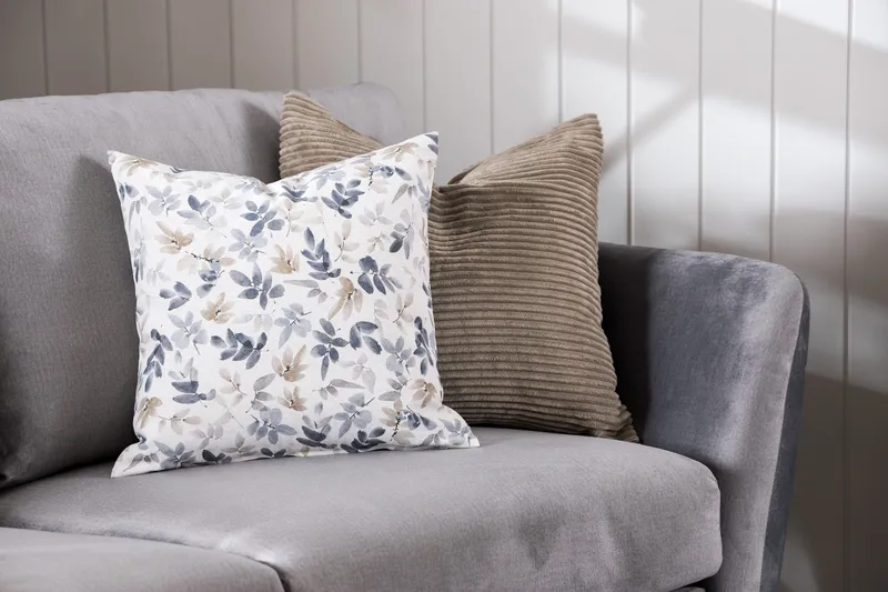 Trend Sofagruppe 3-seters + 2-seters Sofa + Lenestol + Fotskammel i Fløyel - Lys grå - Møbler - Sofaer - Sofagrupper