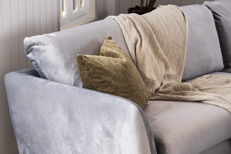 Trend Sofagruppe 3-seters + 2-seters Sofa + Lenestol + Fotskammel i Fløyel - Lys grå - Møbler - Sofaer - Sofagrupper