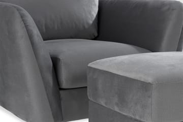 Trend Sofagruppe 3-seters + 2-seters Sofa + Lenestol + Fotskammel i Fløyel - Lys grå - Møbler - Sofaer - Sofagrupper