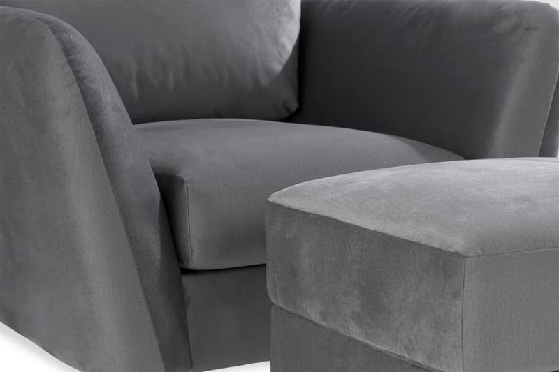 Trend Sofagruppe 3-seters + 2-seters Sofa + Lenestol + Fotskammel i Fløyel - Lys grå - Møbler - Sofaer - Sofagrupper