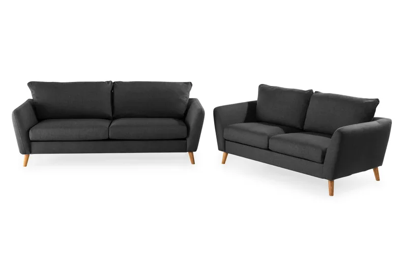 Trend Sofagruppe 3-seters + 2-seters Stoffsofa, Svart