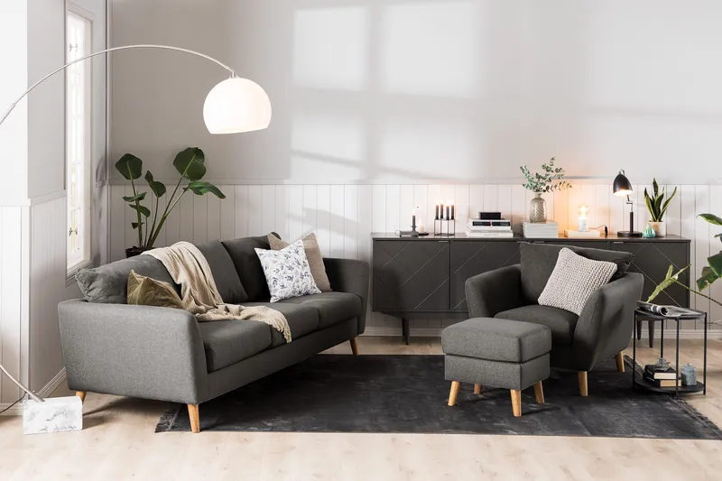 Trend Sofagruppe 3-seters + 2-seters Stoffsofa - Svart - Møbler - Sofaer - Sofagrupper