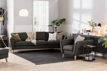 Trend Sofagruppe 3-seters + 2-seters Stoffsofa - Svart - Møbler - Sofaer - Sofagrupper