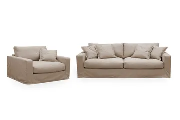 Valencia Extra Dyp 3-seters sofa + lenestol med avtakbart og vaskbart trekk