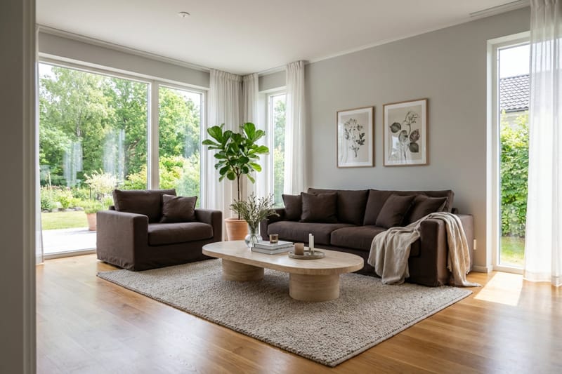 Valencia Extra Dyp 3-seters sofa + lenestol med avtakbart og vaskbart trekk - Mørkebrun - Møbler - Sofaer - Sofagrupper