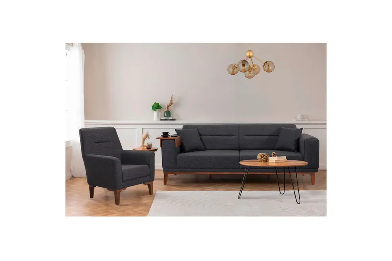 Wyong Sofagruppe 3-seters Sofa + Lenestol - Antrasitt - Møbler - Sofaer - Sofagrupper