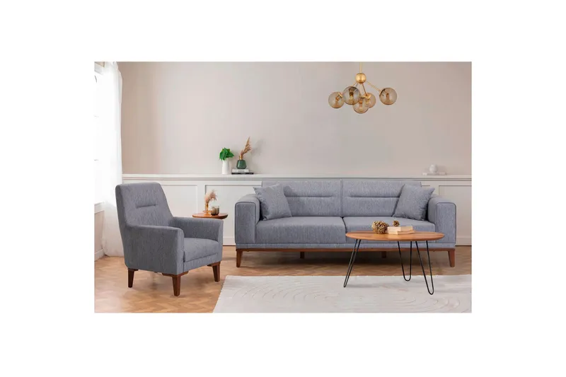 Wyong Sofagruppe 3-seters Sofa + Lenestol, Grå