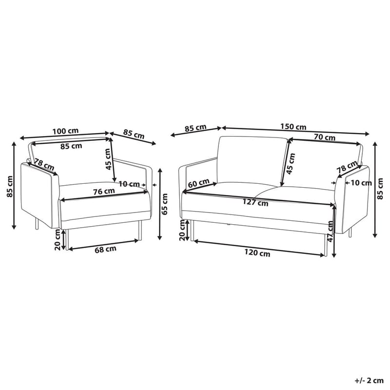 Sofasett Breda - Rosa, Svart - Møbler - Stoler - Lenestoler