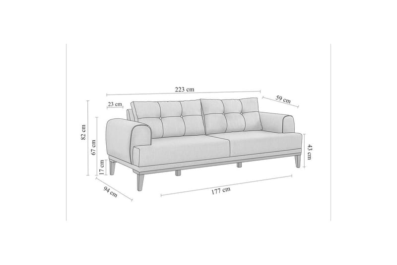 Sofasett Valsot Grå / Valnøtt - Grå / Valnøtt - Møbler - Sofaer - Sofagrupper