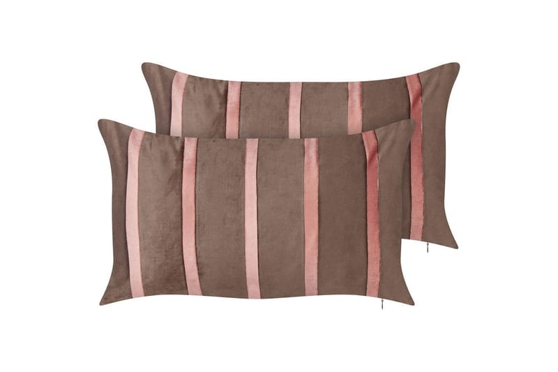 Pynteputer Crodyline sett á 2 Brun/Rosa - Brun/Rosa - Møbler - Sofaer - Sofatilbehør - Rengjøring sofa - Møbelpleie til stoffmøbler