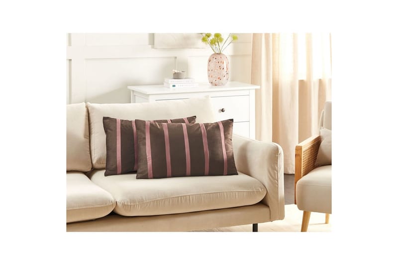 Pynteputer Crodyline sett á 2 Brun/Rosa - Brun/Rosa - Møbler - Sofaer - Sofatilbehør - Rengjøring sofa - Møbelpleie til stoffmøbler