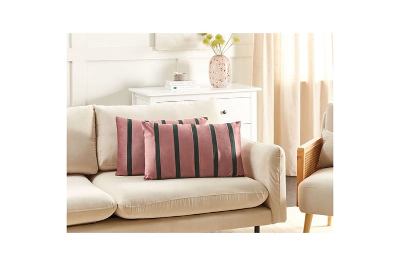 Pynteputer Crodyline sett á 2 Rosa/Grønn - Rosa/Grønn - Møbler - Sofaer - Sofatilbehør - Rengjøring sofa - Møbelpleie til stoffmøbler