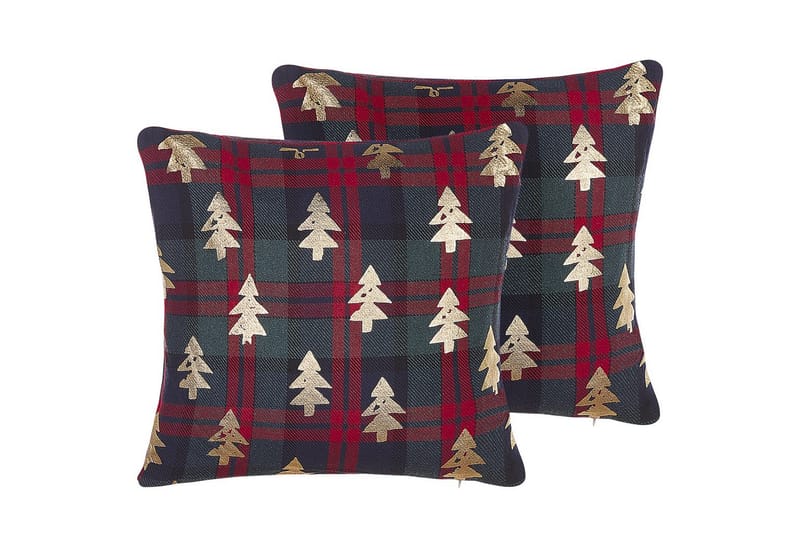 Pynteputer Cupid-sett à 2 Grønn/rød/gull, Polyester - Grønn/rød/gull, Polyester - Møbler - Sofaer - Sofatilbehør - Rengjøring sofa - Møbelpleie til stoffmøbler