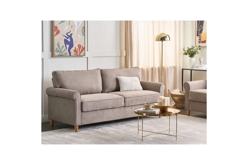 Soffa Beige||Light colored wood - Møbler - Sofaer - 3 seter sofa