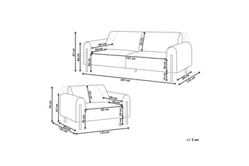 Soffgrupp Beliani Askim Beige/svart, Polyester White||Black - Møbler - Sofaer - Sofagrupper