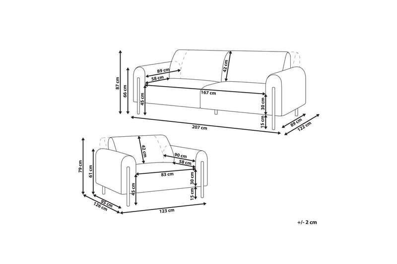 Soffgrupp Beliani Askim Beige/svart, Polyester White||Black - Møbler - Sofaer - Sofagrupper