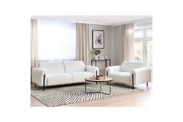 Soffgrupp Beliani Askim Beige/svart, Polyester White||Black - Møbler - Sofaer - Sofagrupper