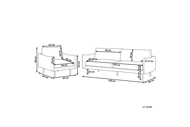 Soffgrupp Beliani Vinterbro Beige/svart, Sammet Beige||Black - Møbler - Sofaer - Sofagrupper