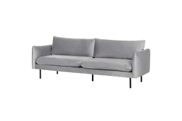 Soffgrupp med fotpall Beliani Vinterbro Beige/svart, Sammet Grey||Black - Møbler - Sofaer - Sofagrupper