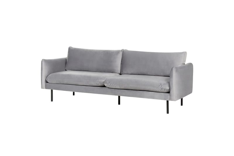 Soffgrupp med fotpall Beliani Vinterbro Beige/svart, Sammet Grey||Black - Møbler - Sofaer - Sofagrupper