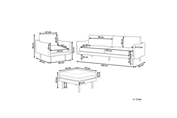 Soffgrupp med fotpall Beliani Vinterbro Beige/svart, Sammet Grey||Black - Møbler - Sofaer - Sofagrupper
