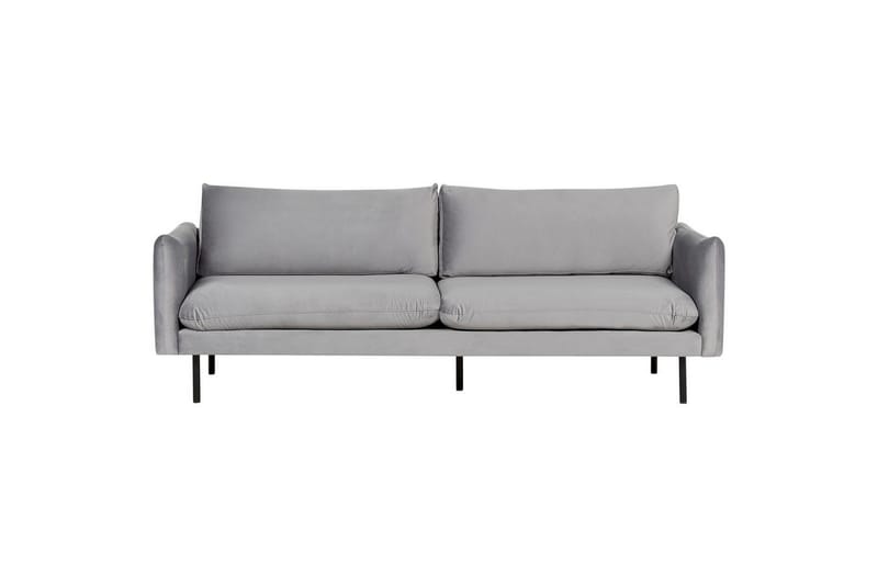 Soffgrupp med fotpall Beliani Vinterbro Beige/svart, Sammet Grey||Black - Møbler - Sofaer - Sofagrupper