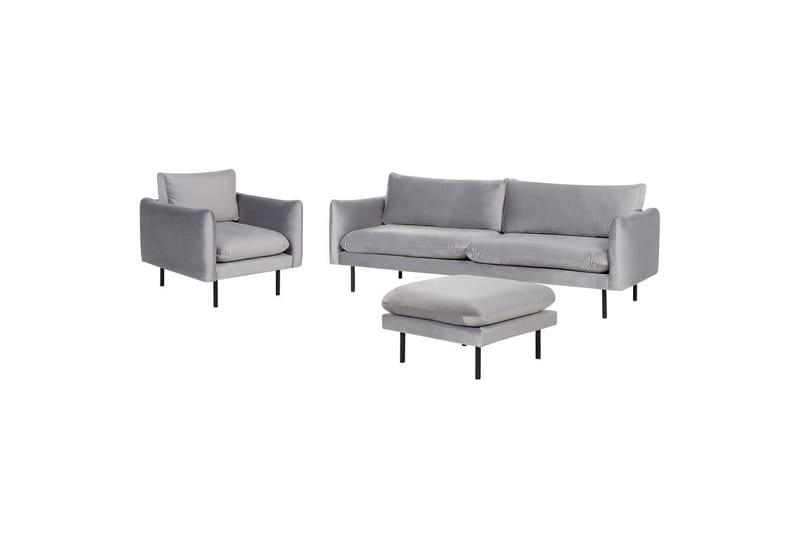 Soffgrupp med fotpall Beliani Vinterbro Beige/svart, Sammet Grey||Black