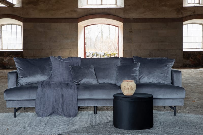 Sofia 3-seter Sofa 260 cm i Fløyel - Grå - Møbler - Sofaer - 3 seter sofa